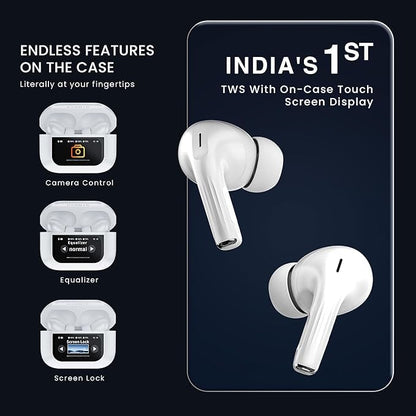 Zappods™ Display Screen 2 Premium Wireless Earbuds + 100% ANC with 1.41" Full HD Touch Screen + GPS Tracking (Find my evopods ) + 13mm High Deep Bass Drivers