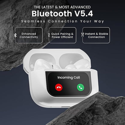 Zappods™ Display Screen 2 Premium Wireless Earbuds + 100% ANC with 1.41" Full HD Touch Screen + GPS Tracking (Find my evopods ) + 13mm High Deep Bass Drivers