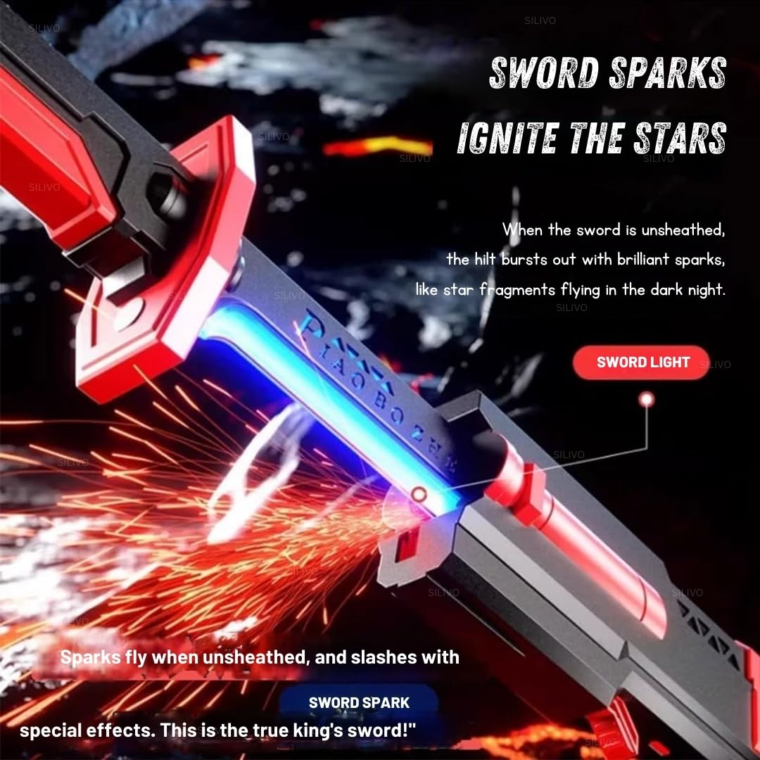 LED Katana Sword with Smoke & Spark Effects, 7-Color Light Blade with Sound FX, Anime-Inspired Cosplay Katana for Roleplay, Halloween, Parties, Collectors, and Display